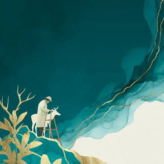 Marblereef style, Midjourney V7: editorial illustration for popular scientific magazine cover
