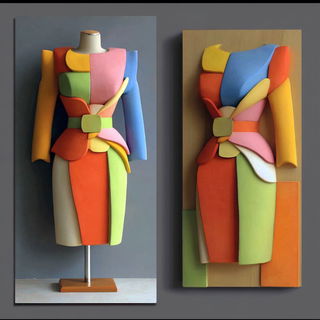 Slabflora style, Midjourney V7: haute-couture fashion outfit