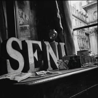 Smokecloth Apparition style, Midjourney V7: typographic composition with large letters