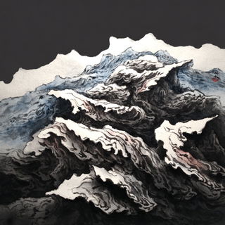 Cliffwash Dye Rite style, Midjourney V7: abstract 3D render