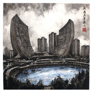 Cliffwash Dye Rite style, Midjourney V7: megacity with futuristic bioarchitecture