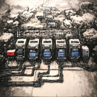 Cliffwash Dye Rite style, Midjourney V7: technical infrastructure blueprint schematics