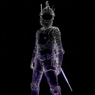 Sulphite Bloom style, Midjourney V7: concept art character design of retropunk steam knight