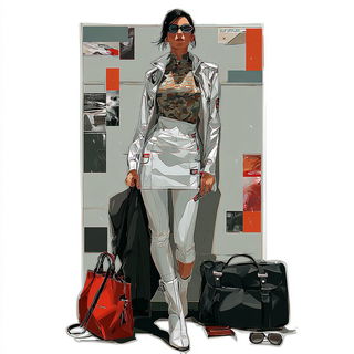 Giltstroke style, Midjourney V7: haute-couture fashion outfit