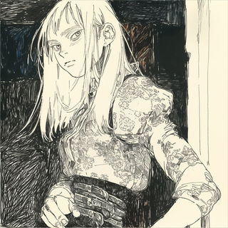 Giltstroke style, Midjourney V7: black-and-white manga comic strip