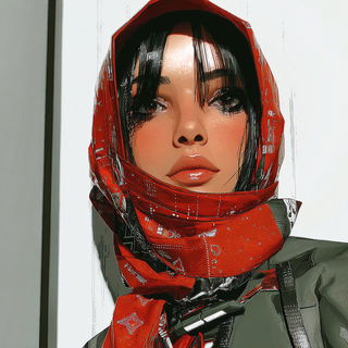 Giltstroke style, Midjourney V7: photographic portrait of female protagonist