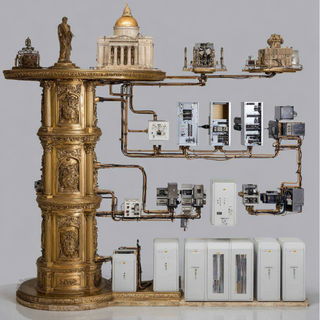 Tessera Crown style, Midjourney V7: technical infrastructure blueprint schematics