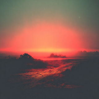 Fogmasonry style, Midjourney V7: realistic landscape photograph of quiet dawn