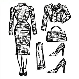 Engraved Surrealism style, Midjourney V7: haute-couture fashion outfit