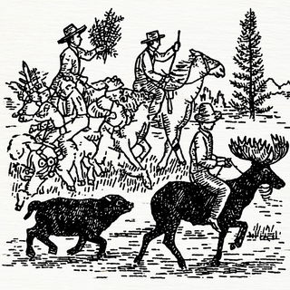 Engraved Surrealism style, Midjourney V7: traditional folk art