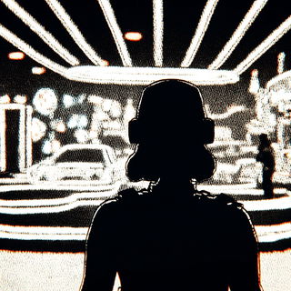 Engraved Surrealism style, Midjourney V7: cinematic shot from sci-fi movie