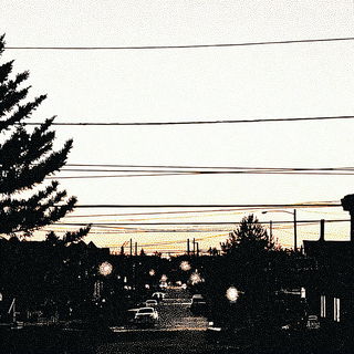 Engraved Surrealism style, Midjourney V7: realistic landscape photograph of quiet dawn