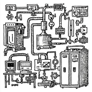 Engraved Surrealism style, Midjourney V7: technical infrastructure blueprint schematics