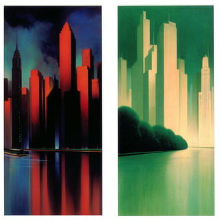 Vermarch style, Midjourney V7: megacity with futuristic bioarchitecture