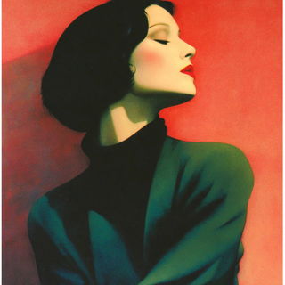 Vermarch style, Midjourney V7: photographic portrait of female protagonist