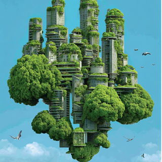Cloudharbour style, Midjourney V7: megacity with futuristic bioarchitecture