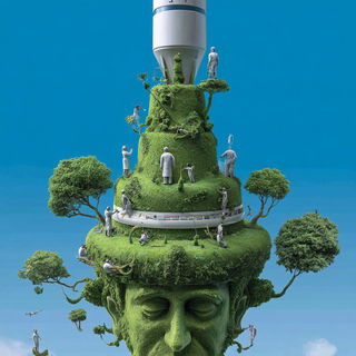 Cloudharbour style, Midjourney V7: editorial illustration for popular scientific magazine cover
