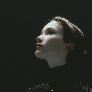 Aquatintroph style, Midjourney V7: photographic portrait of female protagonist