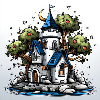 Inkshock Urbanism style, Midjourney V7: retro fairy-tale illustration