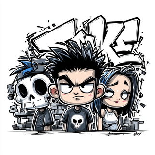 Inkshock Urbanism style, Midjourney V7: black-and-white manga comic strip