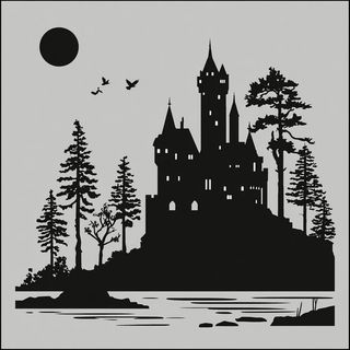 Veranda Silhouette style, Midjourney V7: retro fairy-tale illustration