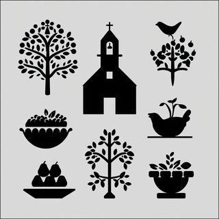 Veranda Silhouette style, Midjourney V7: traditional folk art