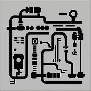 Veranda Silhouette style, Midjourney V7: technical infrastructure blueprint schematics