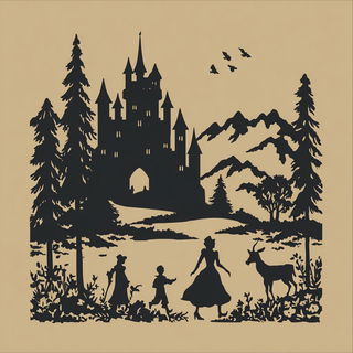 Sunwheel Midway style, Midjourney V7: retro fairy-tale illustration