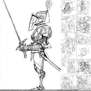 Contourforge style, Midjourney V7: concept art character design of retropunk steam knight