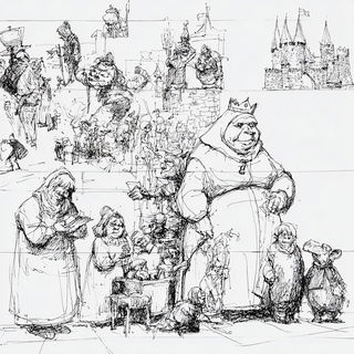 Contourforge style, Midjourney V7: retro fairy-tale illustration