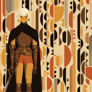 Gridhorizon style, Midjourney V7: concept art character design of retropunk steam knight