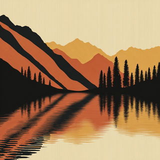 Gridhorizon style, Midjourney V7: realistic landscape photograph of quiet dawn