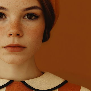 Gridhorizon style, Midjourney V7: photographic portrait of female protagonist
