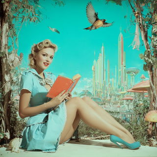 Aeroaquatic Deco style, Midjourney V7: retro fairy-tale illustration