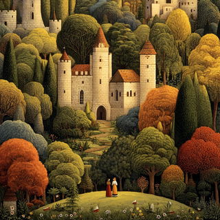 Ochre Rainhold style, Midjourney V7: retro fairy-tale illustration