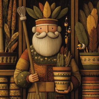 Ochre Rainhold style, Midjourney V7: traditional folk art