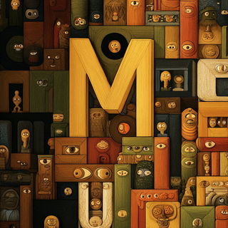 Ochre Rainhold style, Midjourney V7: typographic composition with large letters