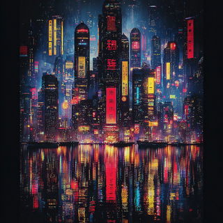 Screenprint Monsoon Shrine style, Midjourney V7: megacity with futuristic bioarchitecture