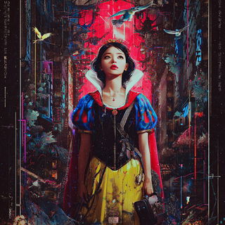 Screenprint Monsoon Shrine style, Midjourney V7: retro fairy-tale illustration