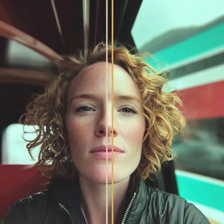 Mirrorloop Kinetics style, Midjourney V7: photographic portrait of female protagonist