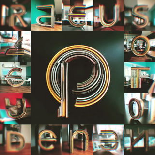 Mirrorloop Kinetics style, Midjourney V7: typographic composition with large letters