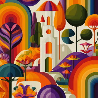 Arcflora style, Midjourney V7: retro fairy-tale illustration
