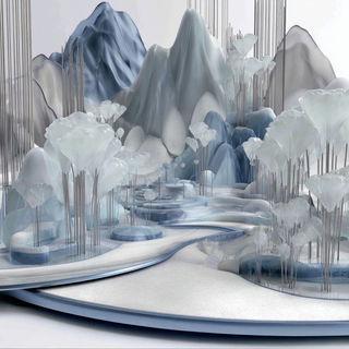 Paleolithoptera style, Midjourney V7: abstract 3D render