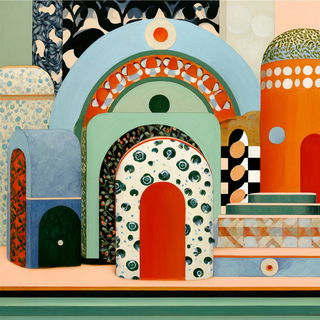 Patterned Tableau School style, Midjourney V7: abstract 3D render