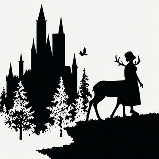 Rubble Noir style, Midjourney V7: retro fairy-tale illustration