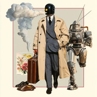 Galegilt style, Midjourney V7: concept art character design of retropunk steam knight
