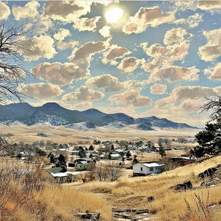 Galegilt style, Midjourney V7: realistic landscape photograph of quiet dawn