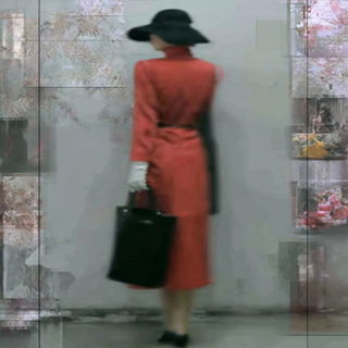 Blur Cantilever style, Midjourney V7: haute-couture fashion outfit