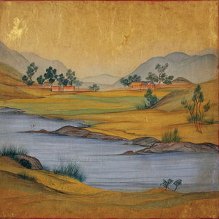 Manuscript Faunery style, Midjourney V7: realistic landscape photograph of quiet dawn