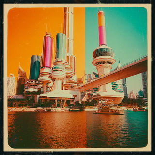 Chromatic Scarf Joint style, Midjourney V7: megacity with futuristic bioarchitecture